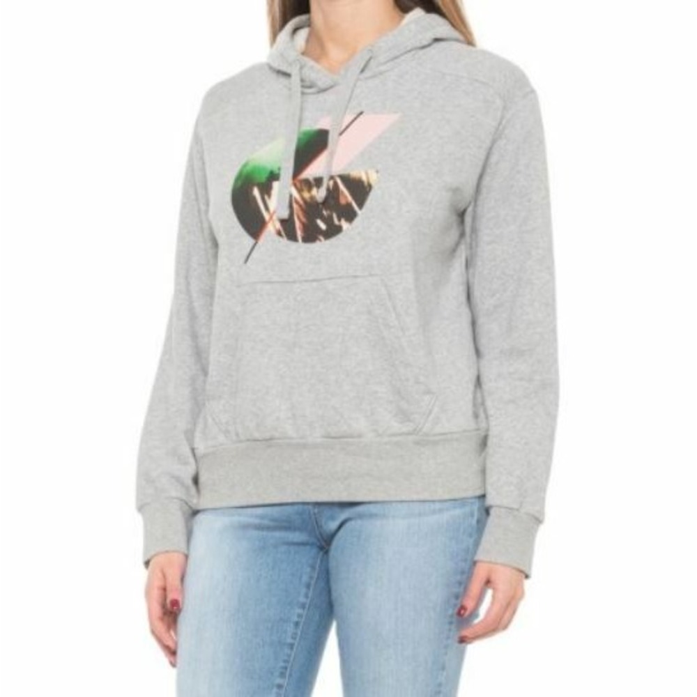 Prana Womens Graphic Hoodie Sweatshirt Organic Cotton Gray W23192098 Size S